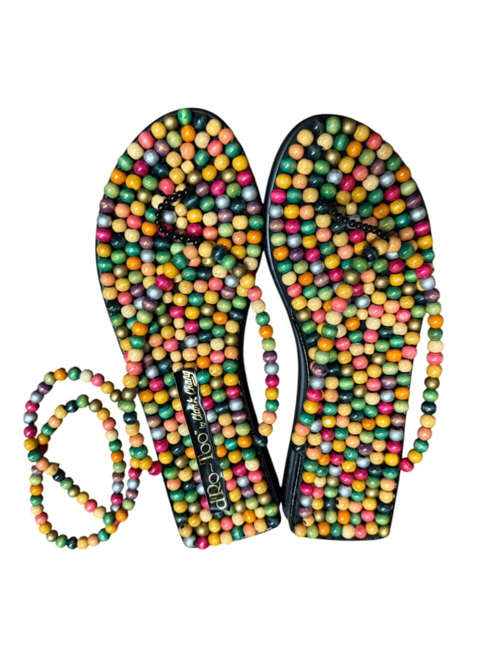 Beaded Multicolor Flat Sandals with Matching Bracelets size 5